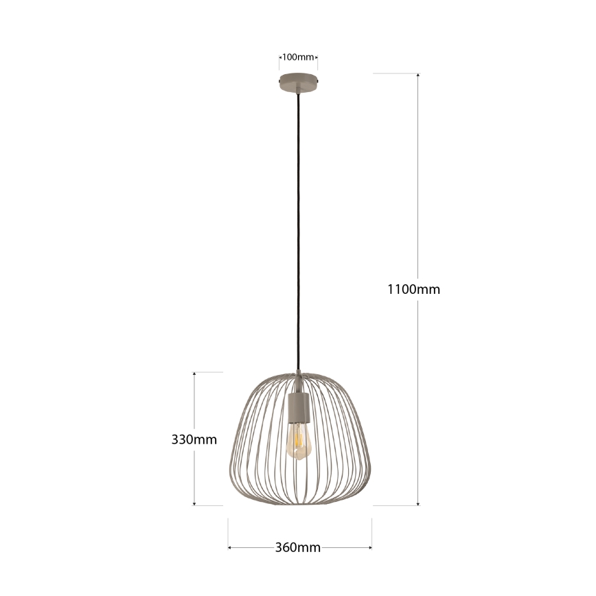 Viseči lestenec na kablu OVELLA 1xE27/15W/230V, premer 36 cm, bež