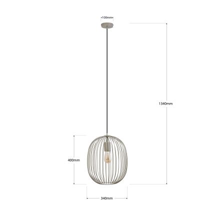 Viseči lestenec na kablu OVELLA 1xE27/15W/230V, Ø 34 cm, bež