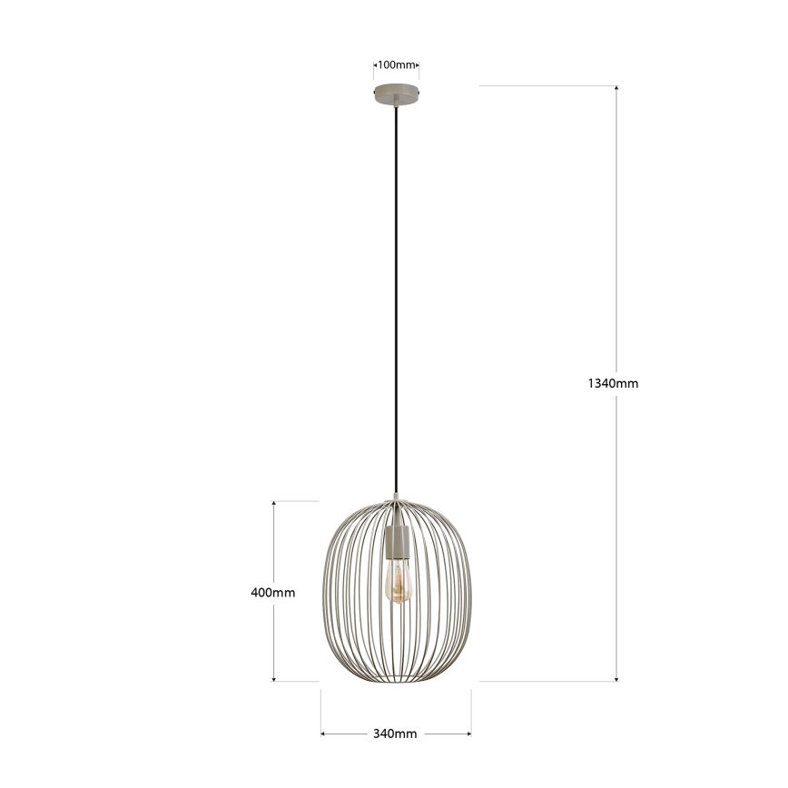 Viseči lestenec na kablu OVELLA 1xE27/15W/230V, Ø 34 cm, bež