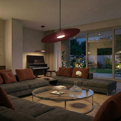 Viseči lestenec na kablu PIATTO 1xGX53/15W/230V premer 55 cm bordo