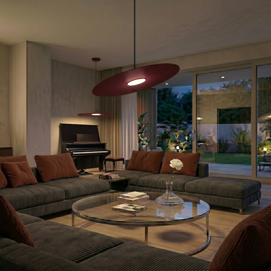 Viseči lestenec na kablu PIATTO 1xGX53/15W/230V premer 55 cm bordo