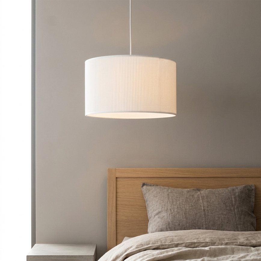 Viseči lestenec na kablu SIRJA PLISADO 1xE27/15W/230V premer 35 cm bela
