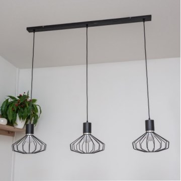 Viseči lestenec na kablu SOLANO 3xE27/15W/230V črna/sijajni krom