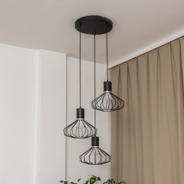 Viseči lestenec na kablu SOLANO 3xE27/15W/230V črna/sijajni krom
