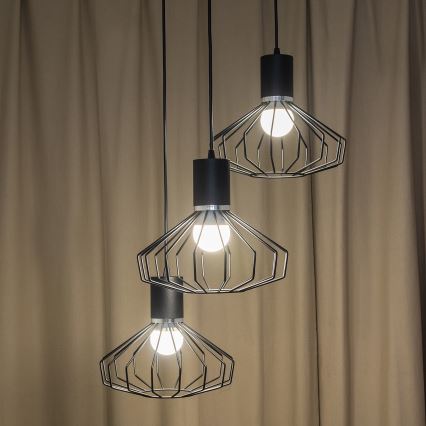 Viseči lestenec na kablu SOLANO 3xE27/15W/230V črna/sijajni krom