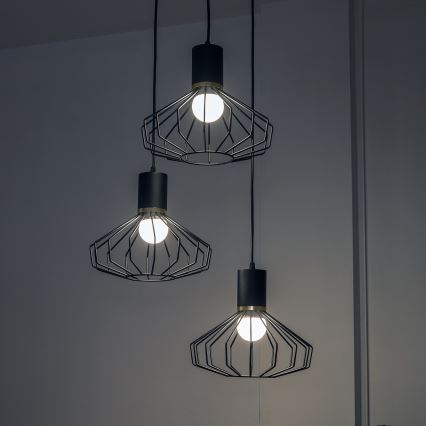 Viseči lestenec na kablu SOLANO 3xE27/15W/230V črna/zlata