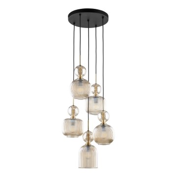 Viseči lestenec na kablu SOPHIA 5xE14/10W/230V črna/dimno bež