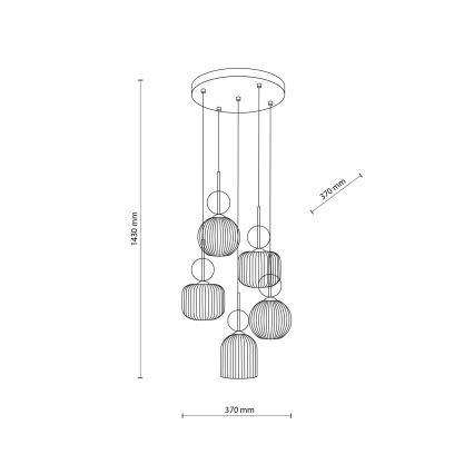 Viseči lestenec na kablu SOPHIA 5xE14/10W/230V črna/dimno bež