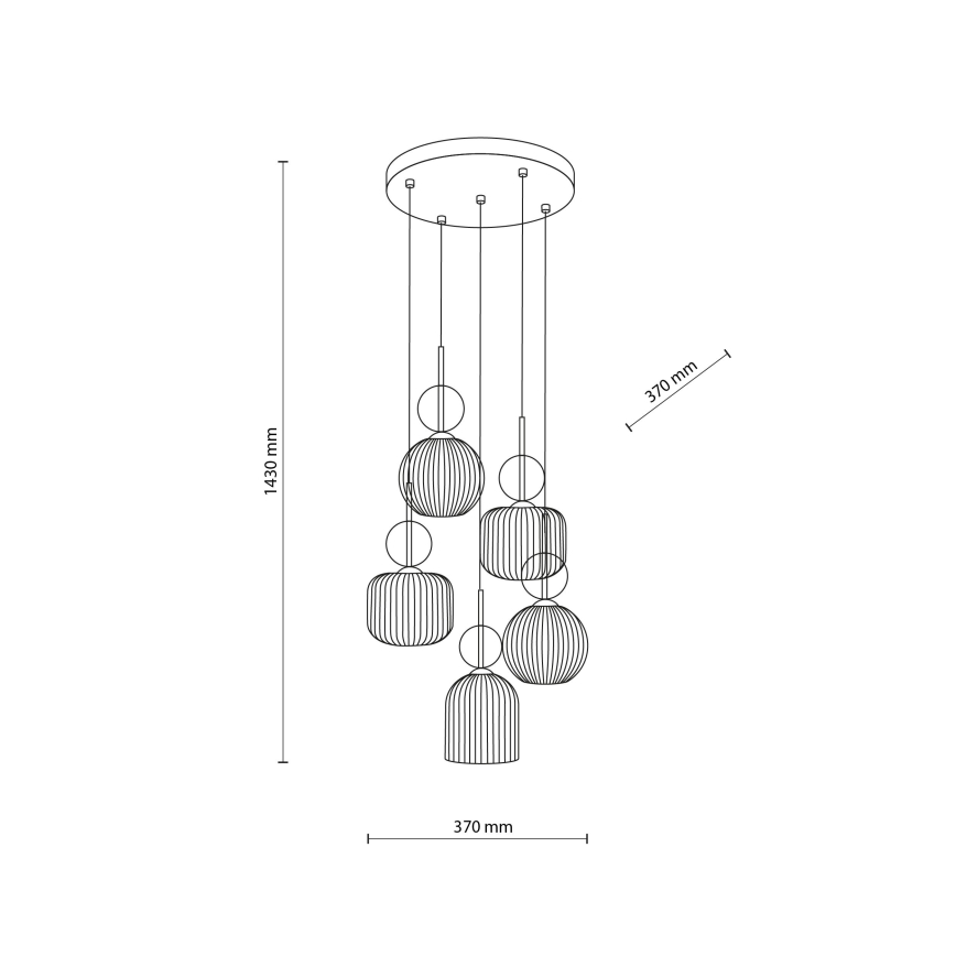 Viseči lestenec na kablu SOPHIA 5xE14/10W/230V črna/dimno bež