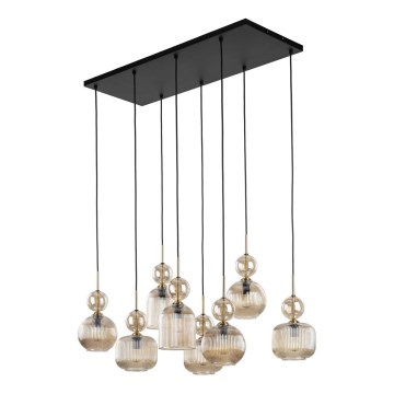 Viseči lestenec na kablu SOPHIA 8xE14/10W/230V črna/dimno bež