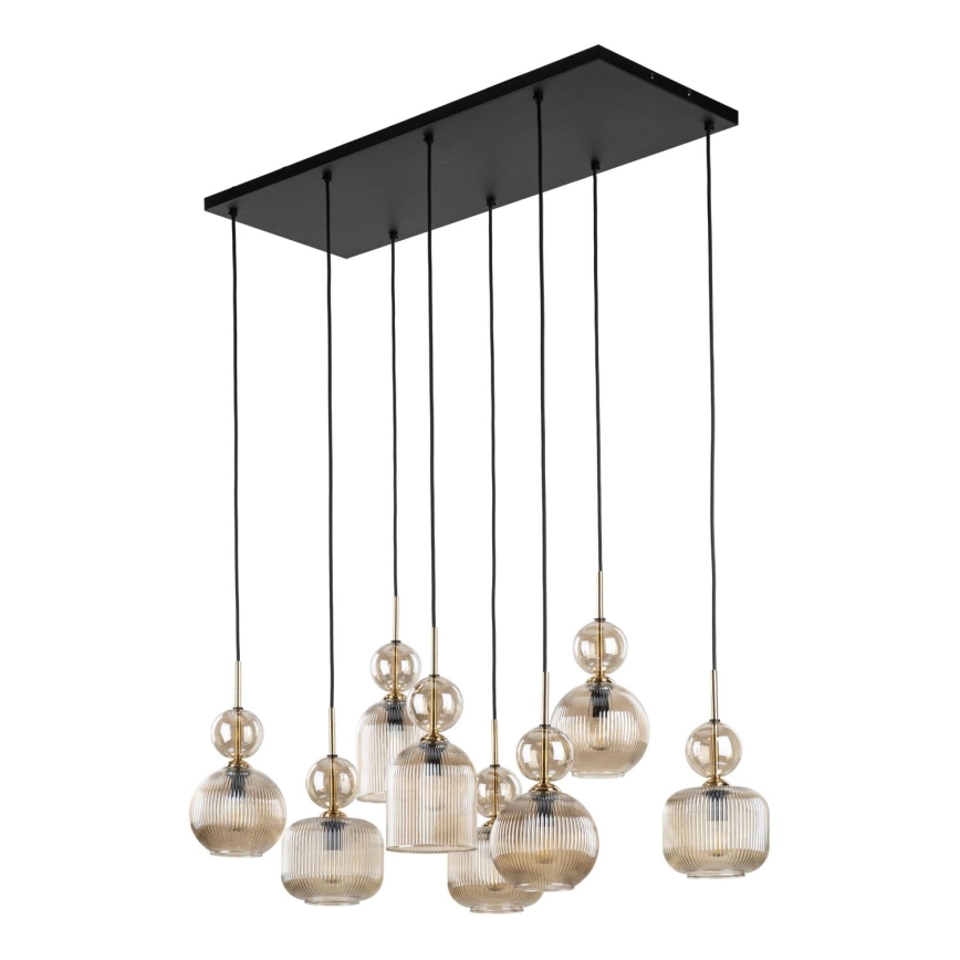 Viseči lestenec na kablu SOPHIA 8xE14/10W/230V črna/dimno bež