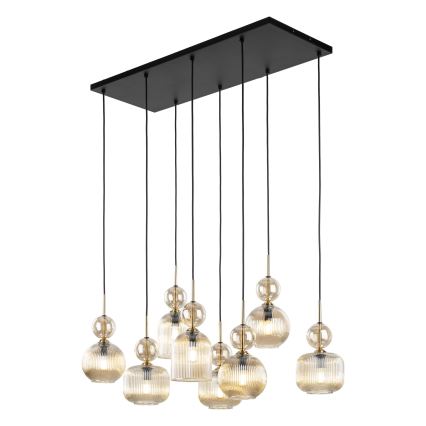 Viseči lestenec na kablu SOPHIA 8xE14/10W/230V črna/dimno bež