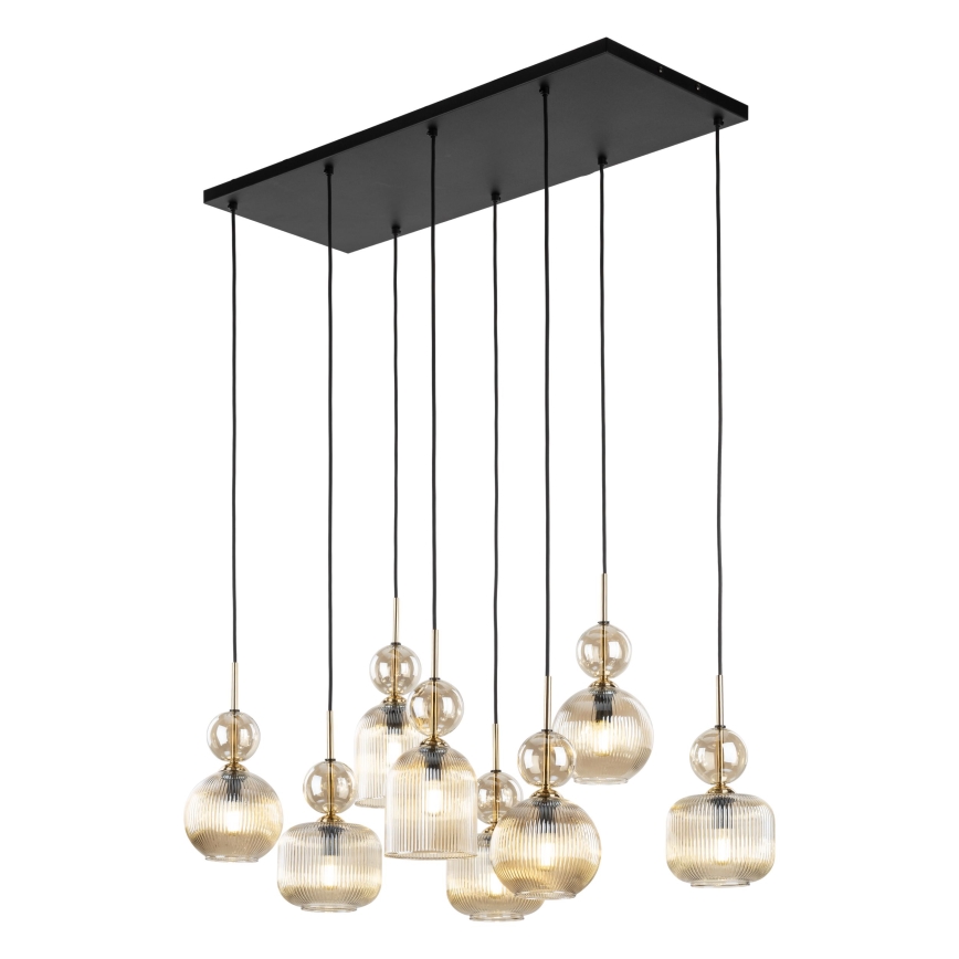 Viseči lestenec na kablu SOPHIA 8xE14/10W/230V črna/dimno bež