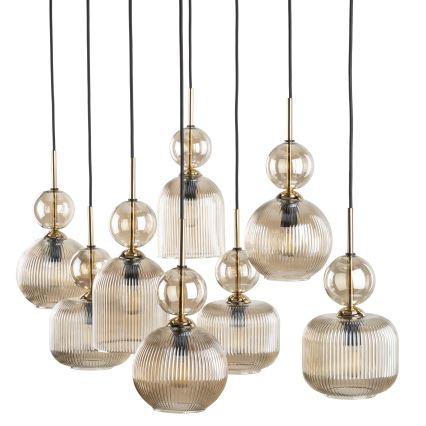 Viseči lestenec na kablu SOPHIA 8xE14/10W/230V črna/dimno bež