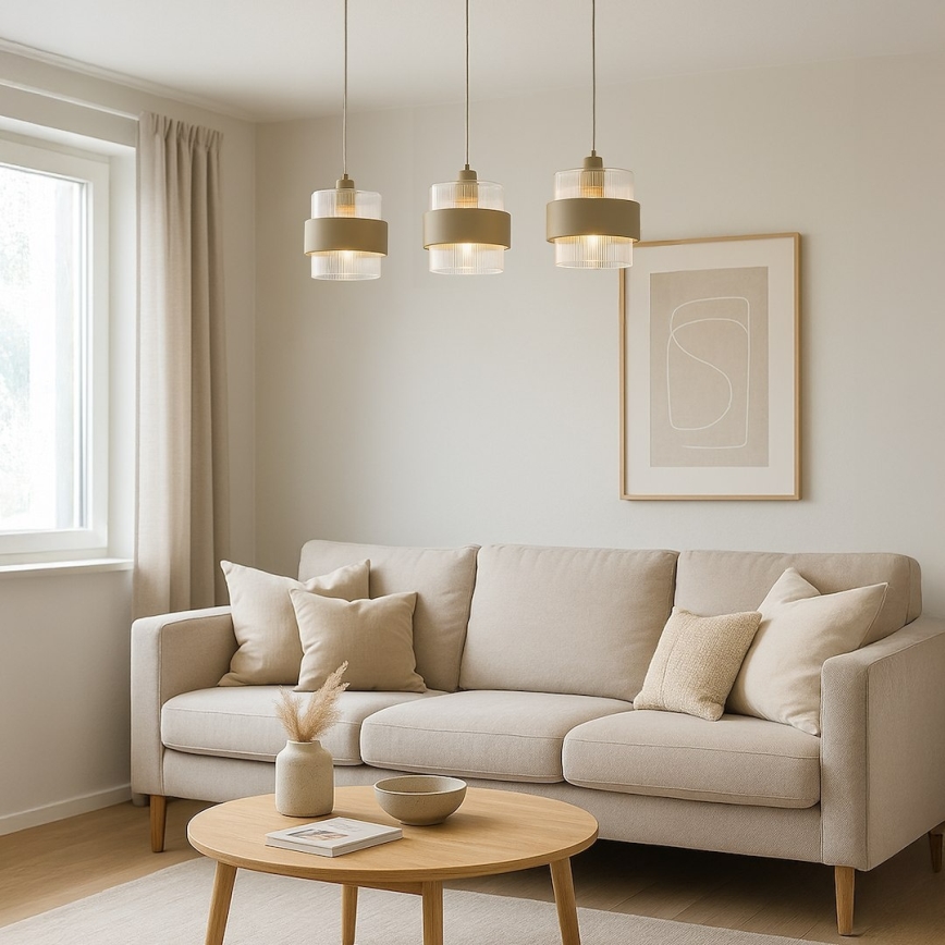 Viseči lestenec na kablu VALENTINO 3xE27/15W/230V bež/prozoren