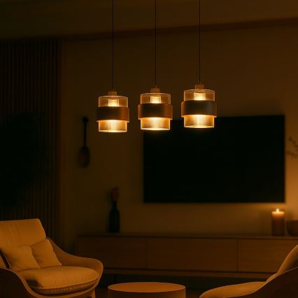 Viseči lestenec na kablu VALENTINO 3xE27/15W/230V bež/prozoren