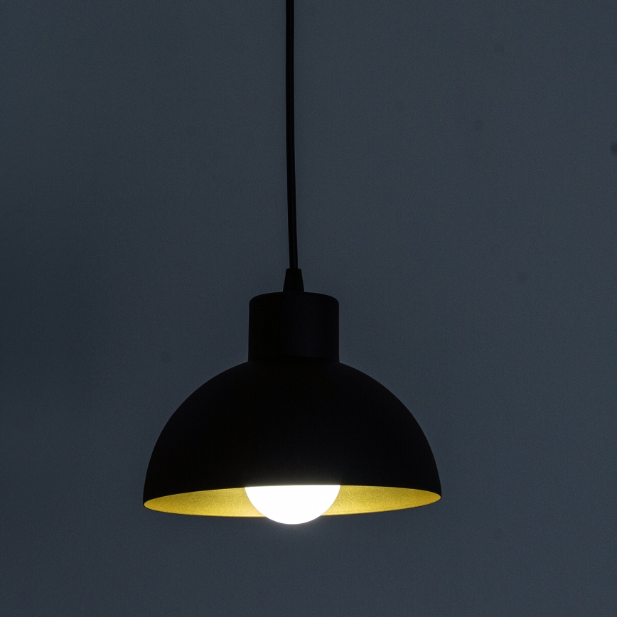 Viseči lestenec na kablu VESPER 1xE27/15W/230 premer 18 cm črna/zlata