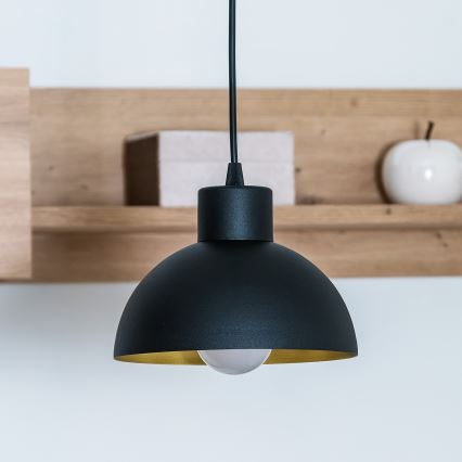 Viseči lestenec na kablu VESPER 1xE27/15W/230 premer 18 cm črna/zlata