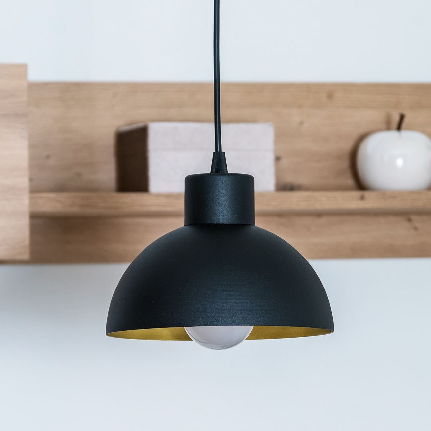 Viseči lestenec na kablu VESPER 1xE27/15W/230 premer 18 cm črna/zlata