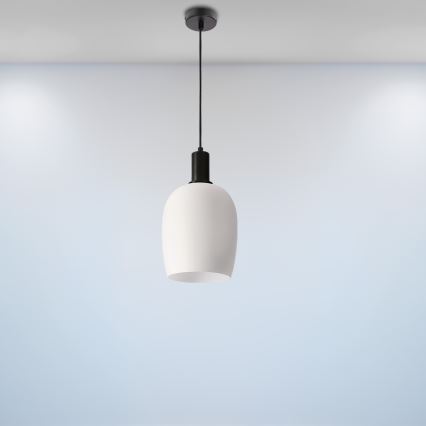 Viseči lestenec na kablu WOLKEN 1xE27/40W/230V bela/črna