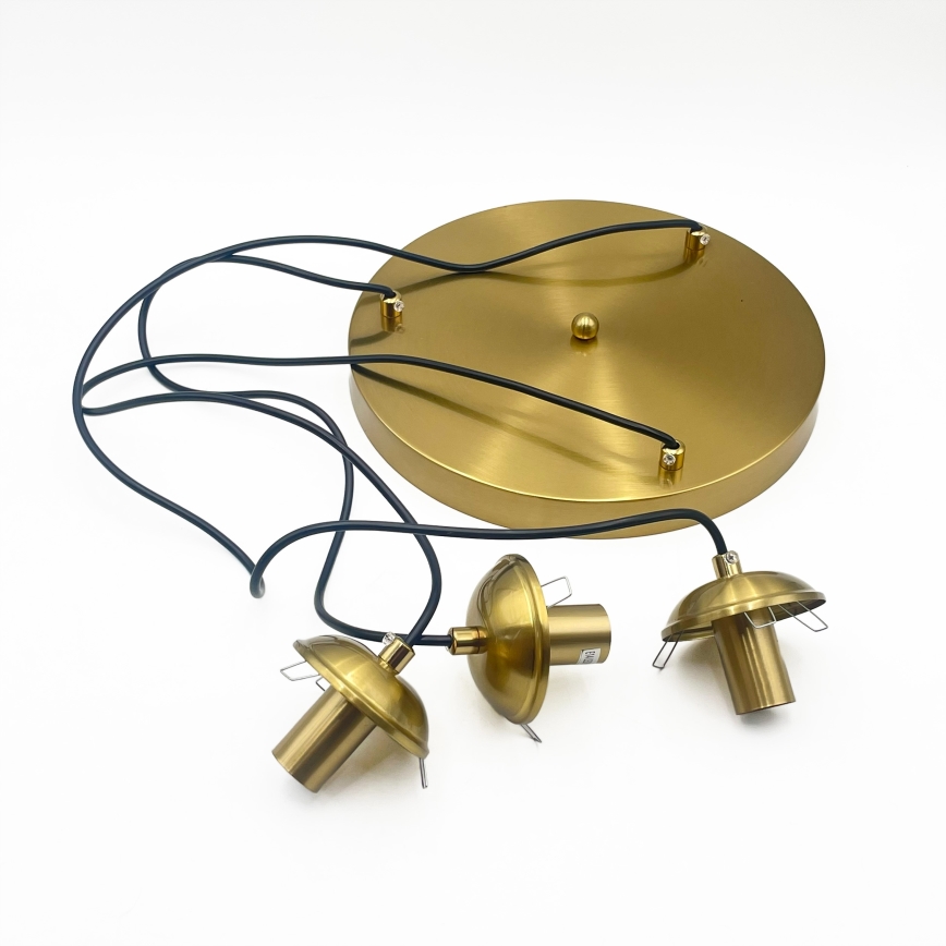 Viseči lestenec na lanku CRISTAL 3xE14/15W/230V mesing/dimno bež