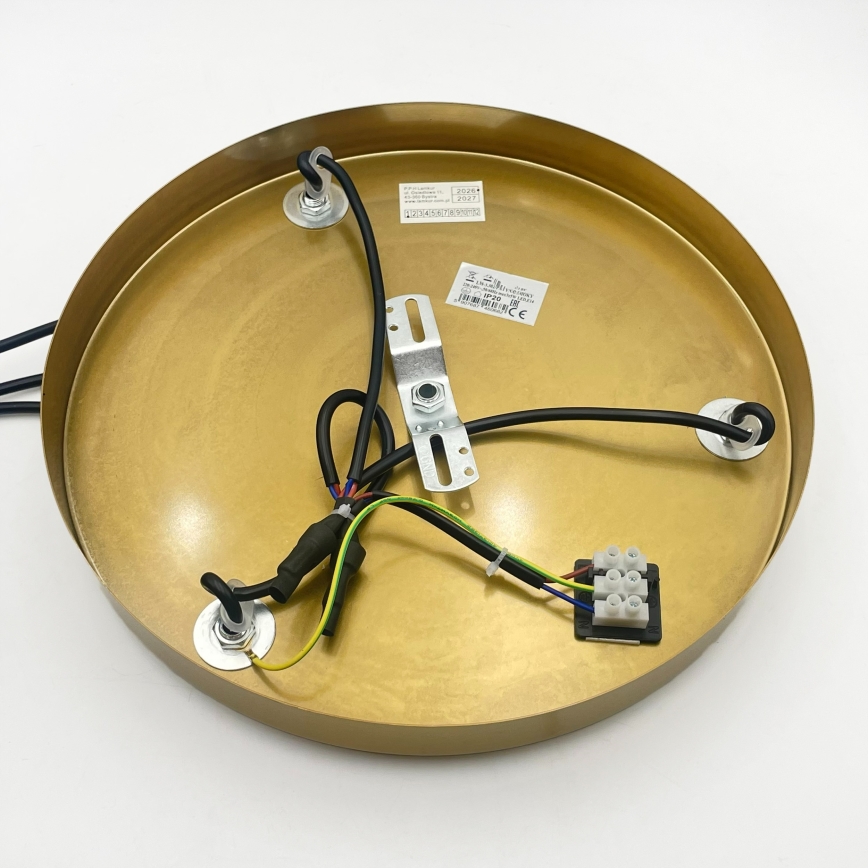 Viseči lestenec na lanku CRISTAL 3xE14/15W/230V mesing/dimno bež