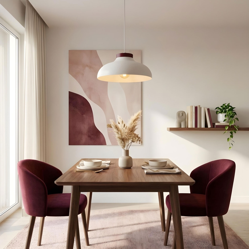 Viseči lestenec na vrvici BASCA 1xE27/15W/230V kremna/burgundska