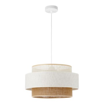 Viseči lestenec na vrvici BOHO 1xE27/60W/230V, premer 40 cm, bela/juta