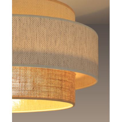 Viseči lestenec na vrvici BOHO 1xE27/60W/230V, premer 40 cm, bela/juta