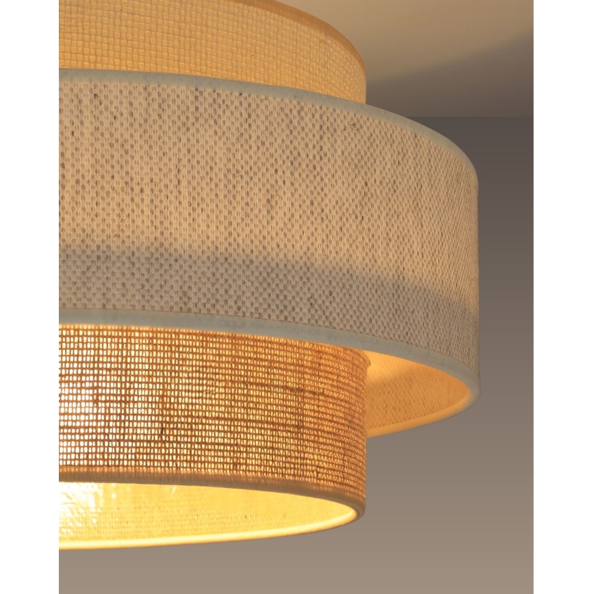 Viseči lestenec na vrvici BOHO 1xE27/60W/230V, premer 40 cm, bela/juta