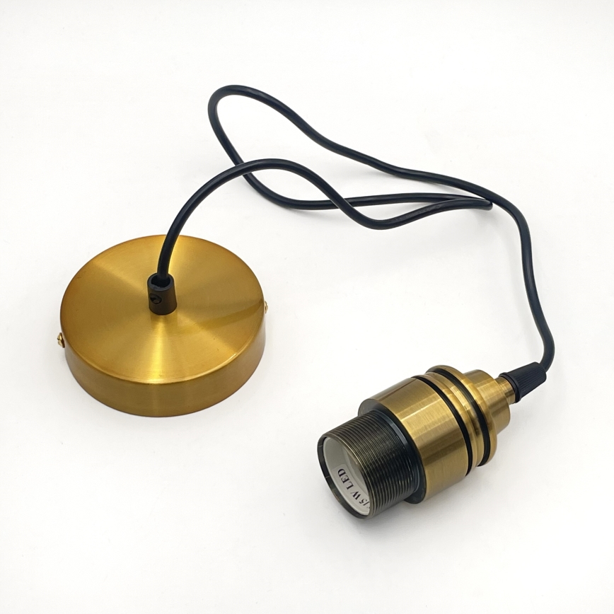 Viseči lestenec na vrvici HECTOR 1xE27/15W/230V, bela/medena, premer 25 cm