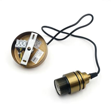 Viseči lestenec na vrvici HECTOR 1xE27/15W/230V, bela/medena, premer 25 cm