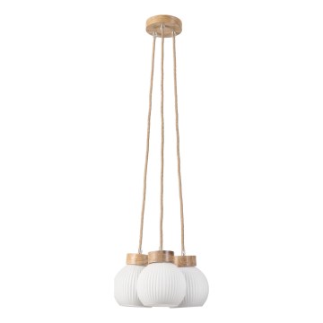 Viseči lestenec na vrvici LOOMIS 3xE27/15W/230V 83 cm bež/hrast