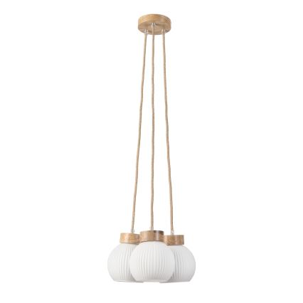 Viseči lestenec na vrvici LOOMIS 3xE27/15W/230V 83 cm bež/hrast