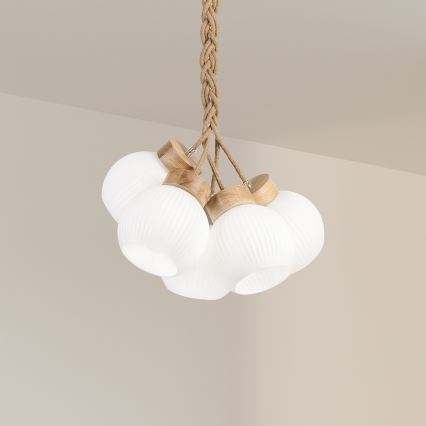 Viseči lestenec na vrvici LOOMIS 3xE27/15W/230V 83 cm bež/hrast