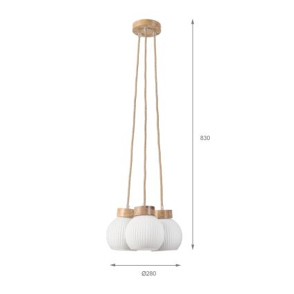 Viseči lestenec na vrvici LOOMIS 3xE27/15W/230V 83 cm bež/hrast