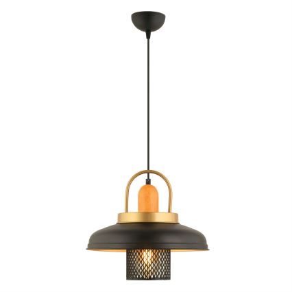 Viseči lestenec na vrvici MONZA 1xE27/40W/230V premer 32 cm črna/zlata