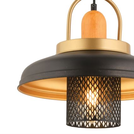 Viseči lestenec na vrvici MONZA 1xE27/40W/230V premer 32 cm črna/zlata