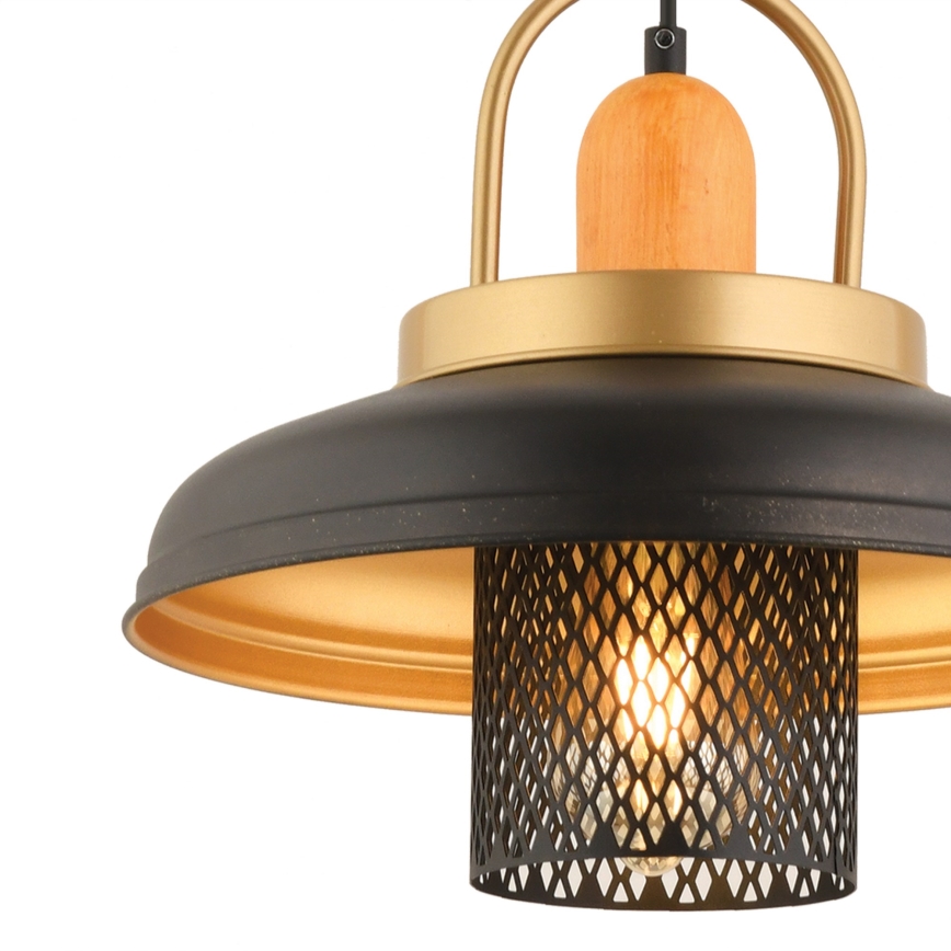 Viseči lestenec na vrvici MONZA 1xE27/40W/230V premer 32 cm črna/zlata