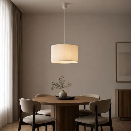 Viseči lestenec na vrvici SIRJA PLISADO 1xE27/15W/230V premer 35 cm kremaste barve