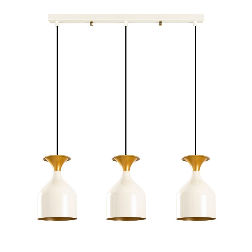 Viseči lestenec na vrvici SIVANI 3xE27/40W/230V bela/medena