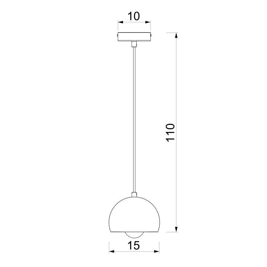 Viseči lestenec na vrvici SOOL 1×E27/15 W/230 V, premer 15 cm, črn