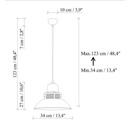 Viseči lestenec na vrvici TIBET 1xE27/40W/230V oranžen