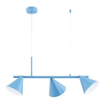Viseči lestenec na vrvici ZELTA 3xE27/15W/230V modra