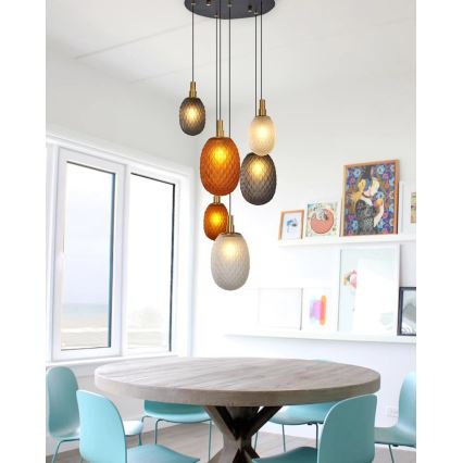 Viseči lestenec na žici CACTUS 6xG9/5W/230V bakrena/siva/bela