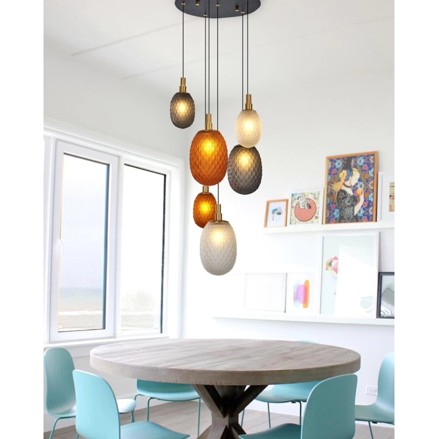 Viseči lestenec na žici CACTUS 6xG9/5W/230V bakrena/siva/bela