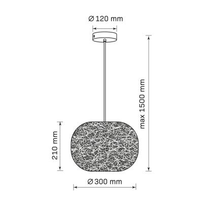Viseči lestenec na žici CLEA 1xE27/20W/230V, premer 30 cm, antracit