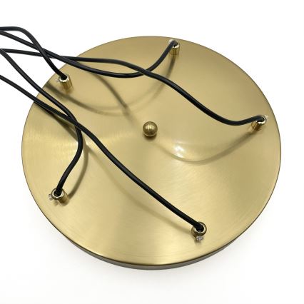 Viseči lestenec na žici CRISTAL 5xE14/15W/230V medeninast/dimno bež