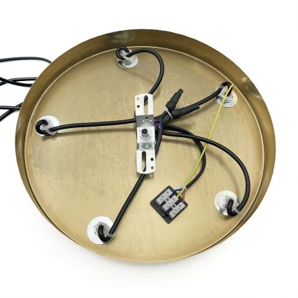 Viseči lestenec na žici CRISTAL 5xE14/15W/230V medeninast/dimno bež