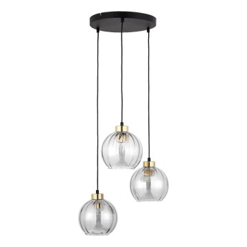 Viseči lestenec na žici DEVI 3xE27/15W/230V črna/prozorna